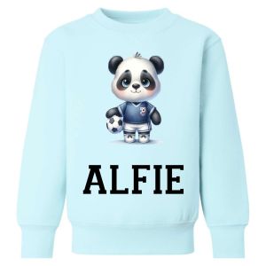 Panda Footballer Any Name Childrens Sweatshirt / Jumper