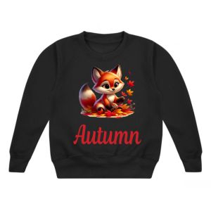 Fox with Leaves Any Name Childrens Sweatshirt / Jumper