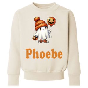 Halloween Cute Ghost Pumpkin Any Name Childrens Sweatshirt / Jumper