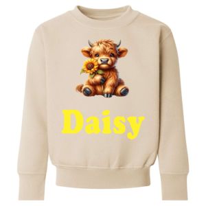 Highland Cow Sunflower Any Name Childrens Sweatshirt / Jumper