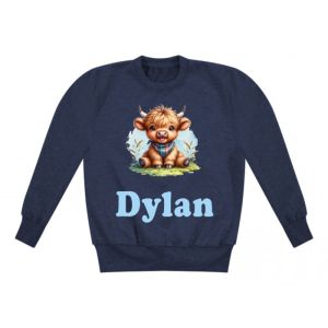 Highland Cow Neckerchief Any Name Childrens Sweatshirt / Jumper
