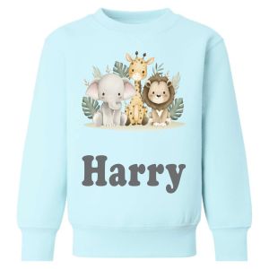 Safari Animals V2 (x3) Any Name Childrens Sweatshirt / Jumper