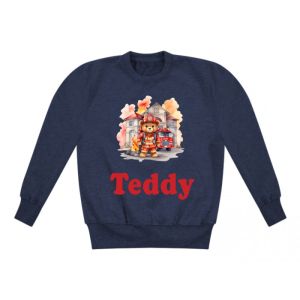 Fireman Teddy Watercolour Any Name Childrens Sweatshirt / Jumper