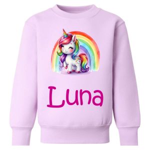 Unicorn Rainbow Any Name Childrens Sweatshirt / Jumper