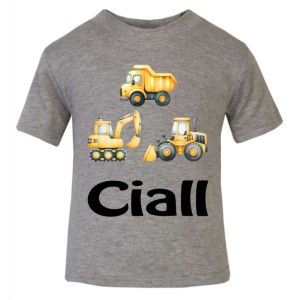 Construction Vehicles Any Name Childrens Printed T-Shirt