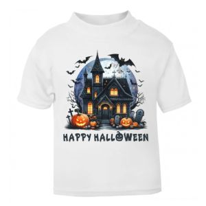 Happy Halloween Haunted House Any Name Childrens Printed T-Shirt