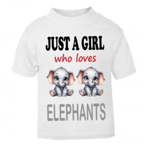 Just a Boy / Girl who loves ELEPHANTS Childrens Printed T-Shirt