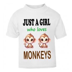 Just a Boy / Girl who loves MONKEYS Childrens Printed T-Shirt
