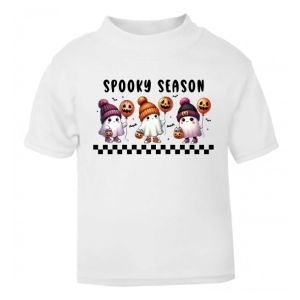 Halloween Spooky Season Ghosts Any Name Childrens Printed T-Shirt