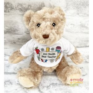 Personalised Best Teacher Teddy Bear Thank You Note Any Name / Text Nursery Preschool School Soft Toys