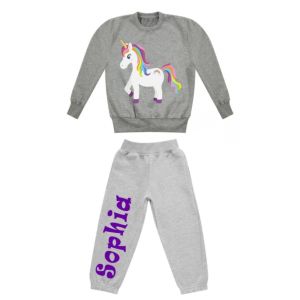 Unicorn Any Name Childrens Tracksuit