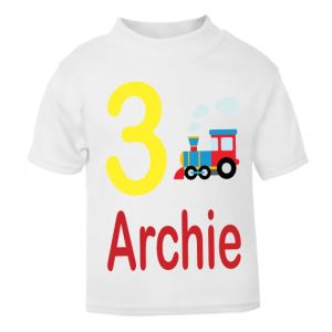 Train Birthday Any Name & Number / Age Kids Printed T-Shirt