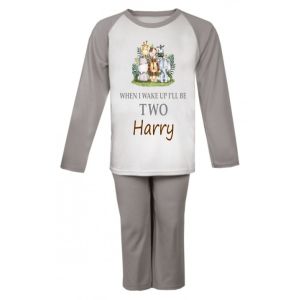 When I Wake Up I'll Be Any Age + Name Safari Animals Childrens Pyjamas