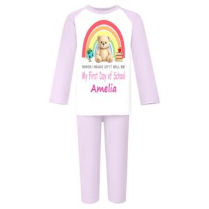 When I Wake Up It Will Be My First Day of School Any Name Childrens Pyjamas