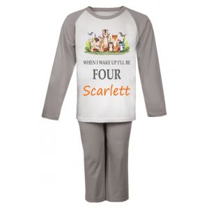 When I Wake Up I'll Be Any Age + Name Woodland Animals Childrens Pyjamas