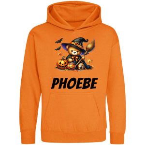 Halloween Witch Bear Any Name Childrens Hoodie