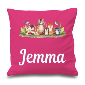 Woodland Animals Any Name Printed Cushion
