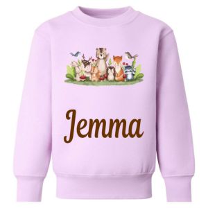 Woodland Animals Any Name Childrens Sweatshirt / Jumper