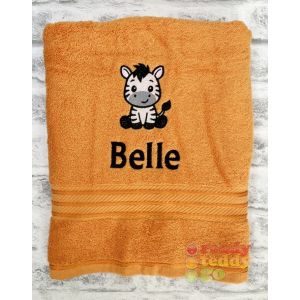 Personalised Bath Towels For Kids - Embroidered Name + KILLER WHALE / ORCA Design 