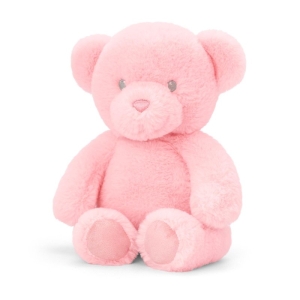 Personalised Teddy Bears - 9 Inch 23cm Keel Toys Eco Baby Girl Pink Teddy Bear - Printed on a white T-Shirt - Any Name / Text or Custom Message