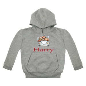 Three Bears in a Car Christmas Any Name Childrens Hoodie