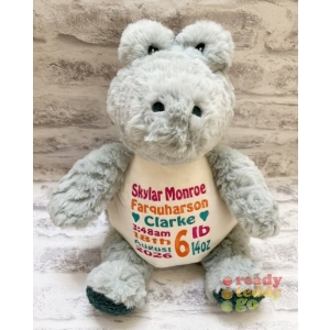 Personalised Teddy Bear - 14 Inch Cubbies Scaley Dan The Alligator - Embroidered with NAME / TEXT / Baby Birth Details