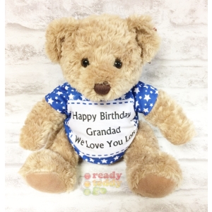 Personalised Teddy Bears - 10 Inch 25cm Sherwood The Teddy Bear - Printed on a white T-Shirt - Any Photo, Name / Text or Custom Message