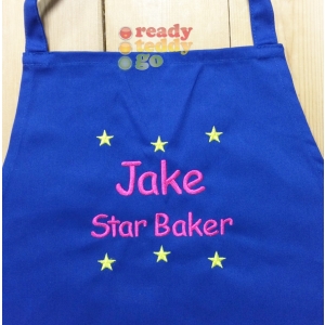 Personalised Children's Kids Bib Apron - Star Baker Any Name Design Embroidered