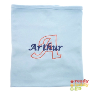 Personalised Embroidered Letter Outline + Any Name Design Baby Cotton or Fleece Blankets