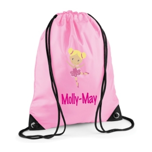 Personalised Ballerina Any Name Printed Kids Children's School Nursery Drawstring Bag