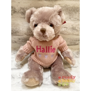 Personalised Embroidered Teddy Bears - Small 8 Inch Bartley Teddy Bear (Brown) Unisex Boy Girl Wearing Knitted Jumper - Any Name / Text or Custom Message