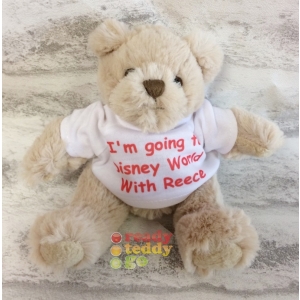 Personalised Teddy Bear - Mini Bartley The Teddy Bear (Beige) - Printed T-Shirt - Any Name / Text or Custom Message