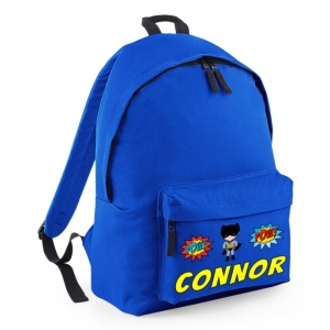 Personalised Bat Boy Superhero Any Name Printed Kids Children's School Nursery Backpack Rucksack Bag