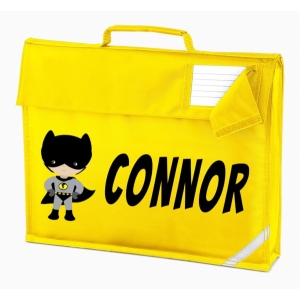 Personalised Bat Boy Superhero Any Name Printed Kids Children's School Nursery Book Bag