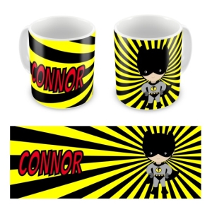 Personalised Kid's Children's 10oz Mugs / Cups - Superhero Bat Boy Any Name Design