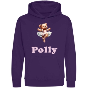 Ballerina Bear Any Name Childrens Hoodie