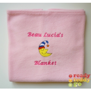 Personalised Embroidered Choose Embroidered Design + Text (2 Lines) Design Baby Cotton or Fleece Blankets
