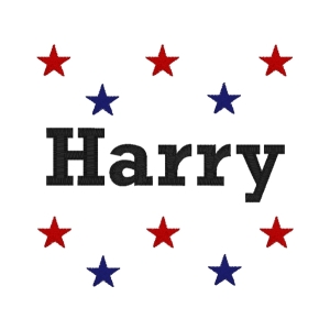 Any Name or Text (4 Lines) + Stars Design