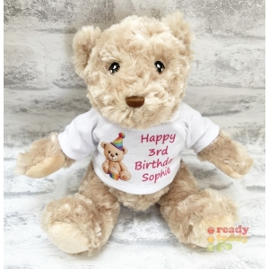 Personalised Birthday Cupcake Teddy Bear Soft Toys - Any Text or Personal Custom Message