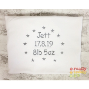 Personalised Embroidered Any Name or Text (4 Lines) + Stars Design Baby Cotton or Fleece Blankets