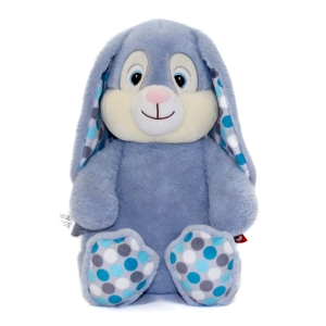 Personalised Bunny Rabbit Soft Toy - Medium 10 Inch Baby Boy Blue Polka Dot Bunny Rabbit Teddy Bear - Embroidered with any NAME on EAR
