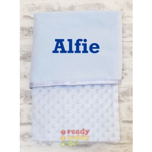 Personalised Blue Bubble Mink Baby Blanket Wrap Embroidered Any Name