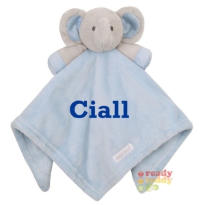 Personalised Baby Comfort Blanket / Comforter - 30cm Blue Elephant - ANY NAME