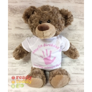 Personalised Teddy Bears - Large 12 Inch 30cm Bobby The Teddy Bear - Printed on a white T-Shirt - Any Photo, Name / Text or Custom Message