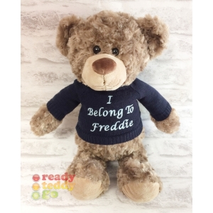 Personalised Embroidered Teddy Bears - Large 12 Inch Bobby Teddy Bear Unisex Boy Girl Wearing Jumper - Any Text.