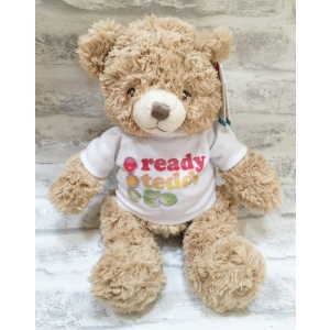 Personalised Teddy Bears - 9 Inch Keel Toys Eco Bramble The Teddy Bear - Printed on a white T-Shirt.