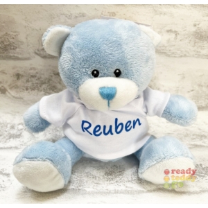Personalised Teddy Bear - Mini Bundles The Blue Teddy Bear - Printed T-Shirt - Any Name / Text or Custom Message