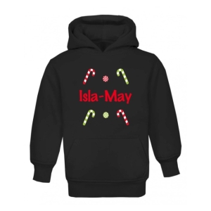 Christmas Candy Canes Any Name Childrens Hoodie