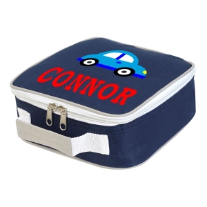Personalised Car Any Name Printed Kids Children's School Lunch Box Cooler Bag
