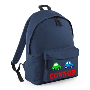 Personalised Cars Any Name Printed Kids Children's School Nursery Backpack Rucksack Bag